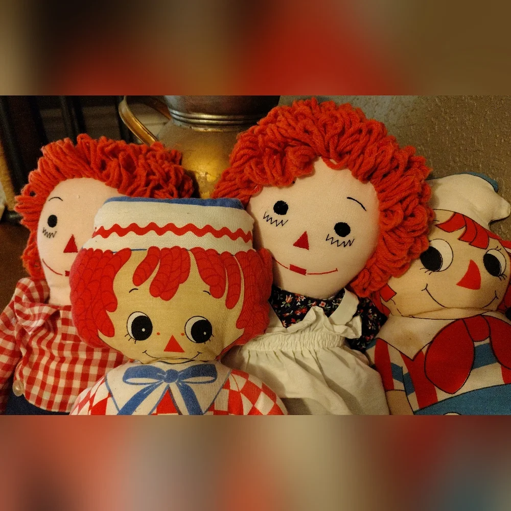 Vtg Large Raggedy Anne & Andy Dolls Lot Of 4 - Picture 3 of 14